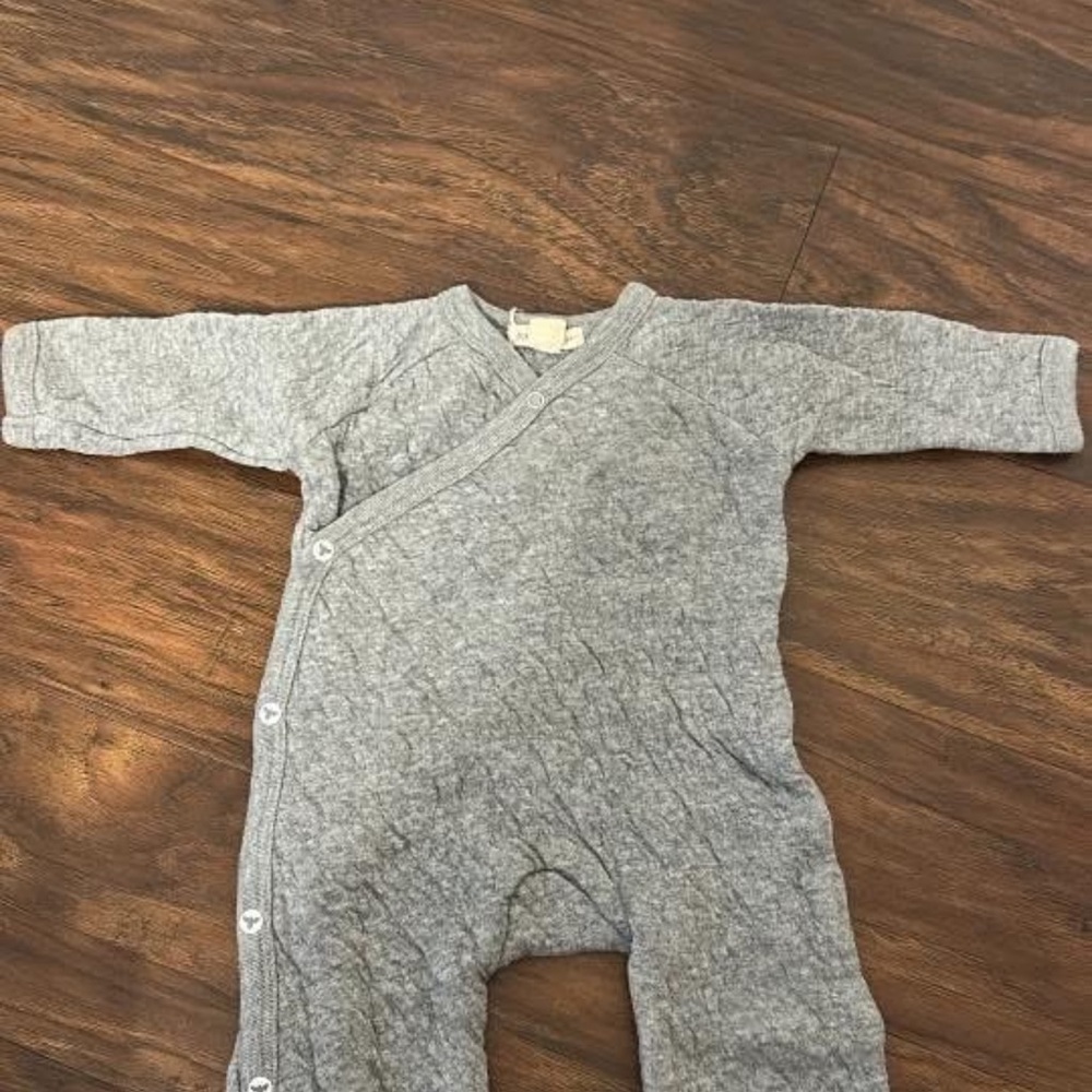 Cozy Gray Quilted Snap-Front Baby One-Piece Footie